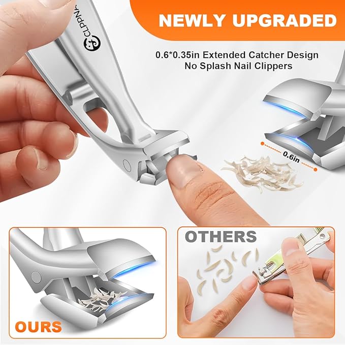 Toenail Clippers for Seniors, 2025 Upgrade Angled Head Nail Clippers for Men with Catcher, CLPPNA Ergonomic Toenails Clipper for Thick Toenails Long Handle, Sharp Wide Jaw Fingernail Clippers Adult