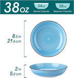 vancasso Bonita 38 oz Ceramic Pasta Bowls Set of 6, Microwave & Dishwasher Safe - Image 2