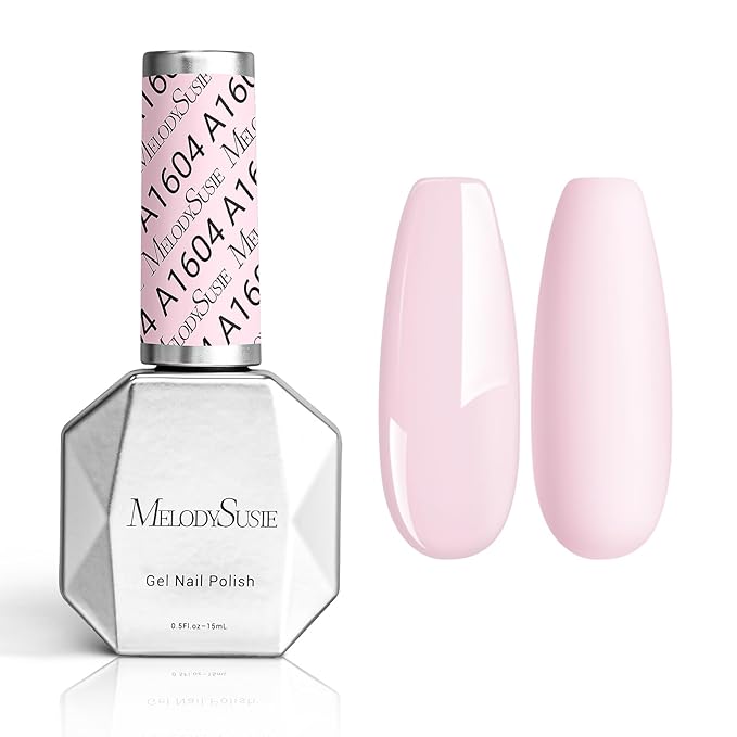 MelodySusie Thick Creamy Pink Gel Nail Polish,0.5fl oz Nails Soak Off UV LED Pastel Pink Gel Polish Gift for Women Nail Art Manicure Salon DIY Nail Design Decoration at Home-A1604