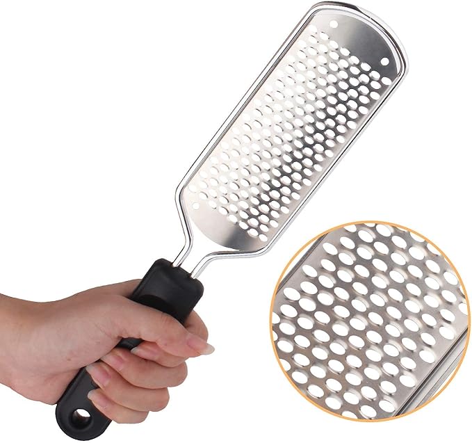 Pedicure Foot File - 2Pcs Stainless Steel Colossal Foot Rasp, Dead Skin Remover for Feet, Professional Pedicure Tools Washable and Reusable