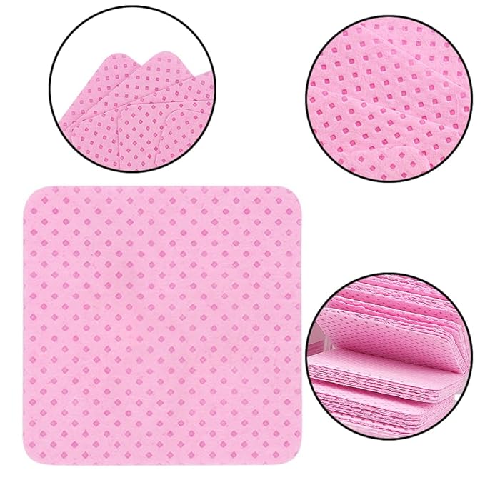 400 Pcs Pink Lint Free Nail Wipes, Fabric Nail Polish Remover Wipes, Non-Woven Glue Cleaning Wipes Suitable for Cleaning Tweezers and Glue Bottle Nozzle, Super Absorbent, Nail Art and Polish