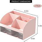 COMFYROOM Desk Organizer with 6 Compartments and 2 Drawers, Plastic Makeup - Image 2