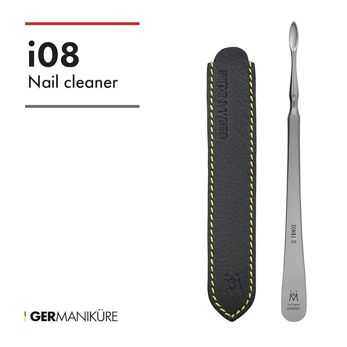 i02 - Cuticle Pusher in Leather FINOX Surgical Stainless Steel German Manicure Pedicure Tool Cuticle Remover GERmanikure Solingen