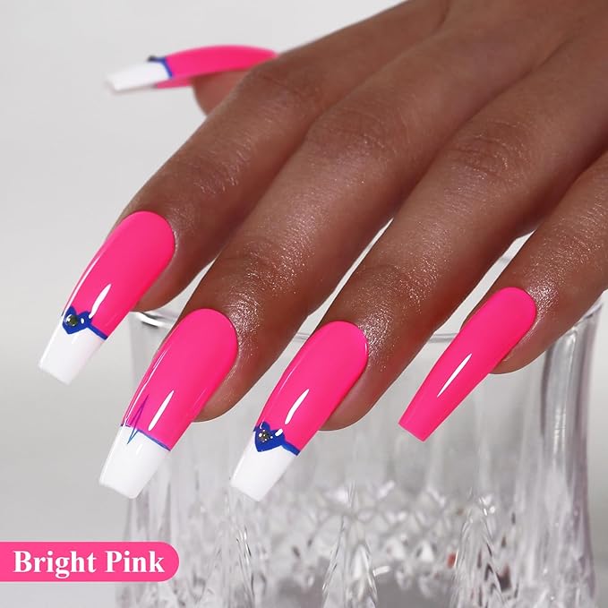 Imtiti Pink Gel Nail Polish, Bright Neon Pink Nail Gel Polish High Gloss Soak Off UV LED Spring Summer Nail Art Manicure Salon DIY Design 10ML