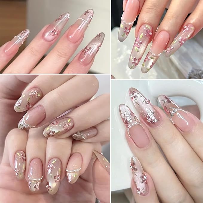 5 Sheets Bronzing Flower Nail Art Stickers Decals, Metallic Floral Leaf Plant 5D Embossed Nail Decals Self-Adhesive Nail Supplies Nail Art Design Decoration Accessories for Women and Girls