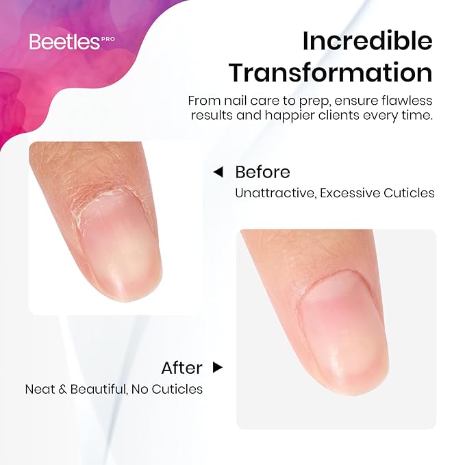 Beetles Pro Cuticle Pusher, Professional Stainless Steel Cuticle Remover Multi-Function Dual Ended Nail Pusher for Fingernail Toenail Nail-Care Salon Manicure Needs