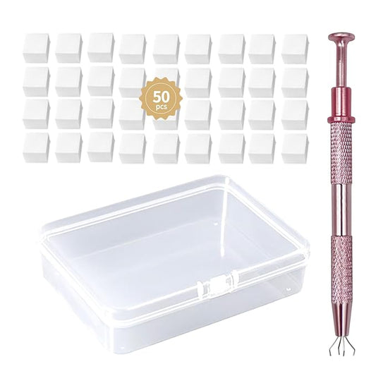 Nail Sponges Set for Ombre Gel,Nail Art Tools Set-50Pcs colorful Nail Sponges With 1 pink Grabbing Pen Transparent Plastic Storage Box Used to Store Nail Art Tools