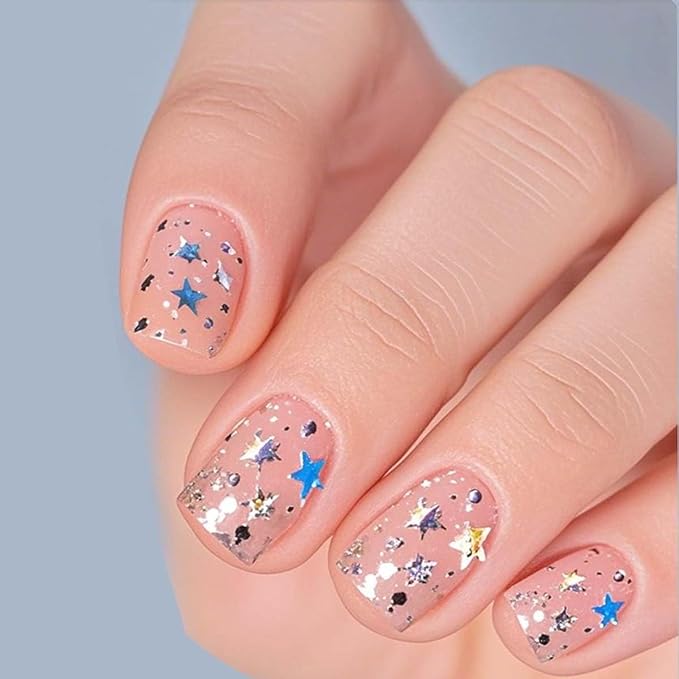 30 Sheets Silver Nail Stickers Aurora Nail Art Stickers 3D Embossed Self Adhesive Nail Decals Holographic Line Letter Nails Design Summer Nail Art Decals for Women Manicure DIY Decoration
