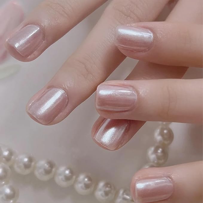 COSMOO Nail Polish, 10ml Quick Dry Nail Lacquer, Super Lustrous Nail Enamel Polish, Shimmer Iridescent Ultrachrome Art Varnish, 0.34 fl oz (Pearl Pink 1)