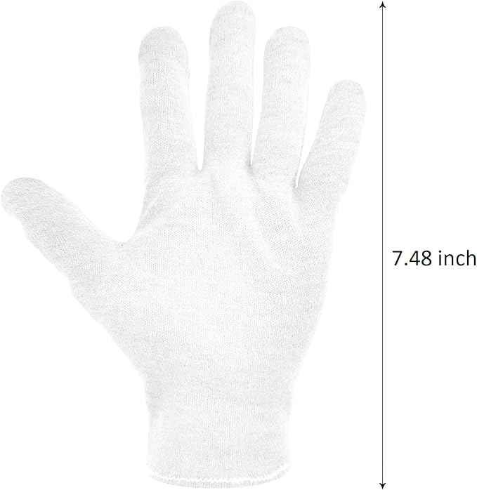 2 Pairs(4Pcs) Cotton Gloves for Eczema and Dry Hands, Moisturizing Gloves, Work Gloves for Men, Women, SPA, Jewelry Inspection (White, 2 Pairs)