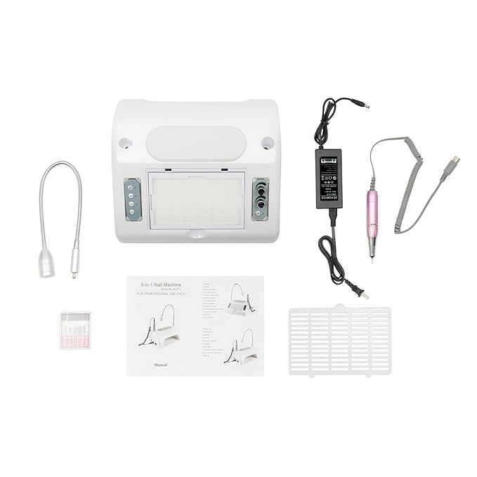 Nail Dust Collector | Vacuum Multifunction Nail-Care Art Machine, Professional 30000PRM Electric Nail Drill Machine with Bits and Sanding Bands, 48W/96W UV LED Lamp