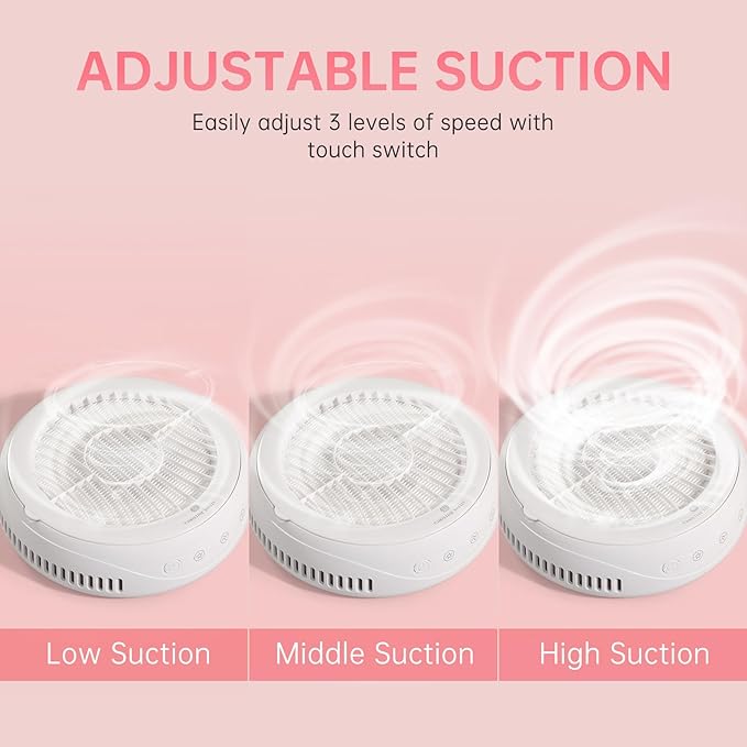 Nail Dust Collector, Cordless Dust Collector Nail Tech, Powerful 4200RPM Vacuum Fan Vent Dust Collector Extractor Dust Suction Machine for Acrylic Nails Polishing, Nail Salon&Home