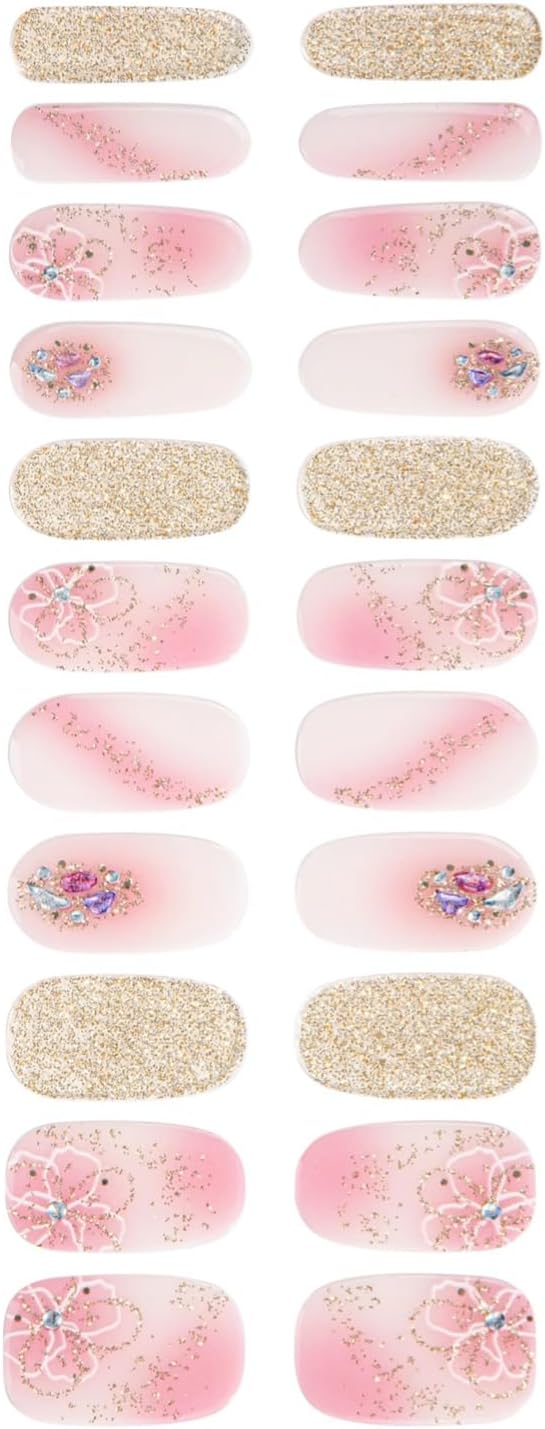 Nail Stickers, Gel Nail Strips with Manicure Tool Kit, 22 Pieces, Long Lasting, Chip Resistant, UV Free, Champagne Blush