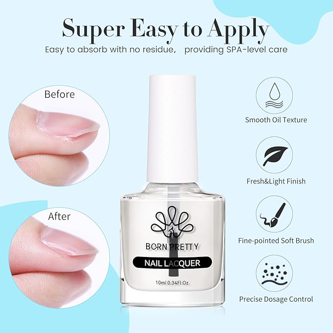 Born Pretty Nail Dehydrator and Primer, Nail Prep Dehydrator Acid Free Nail primer, Cuticle Oil for Nails, Base and Top Gel Coat Nail Supplies Functional Nail Set 5PCS