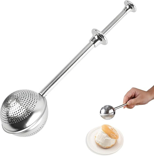 Flour Duster powder sugar shaker duster Stainless Steel Sugar Pick Up and Dust Flour Sifter Powder Sifter with Spring Handle for Baking