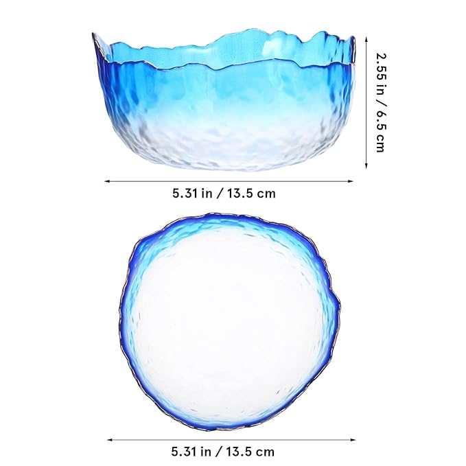 2pcs Glass Nail Soaking Bowls, Manicure Hand Soak Polish Remover Wash Soaker Supplies, Nail Art Tips Bowl for Fingernail Toenail Caring Polish Removal, 5.3In