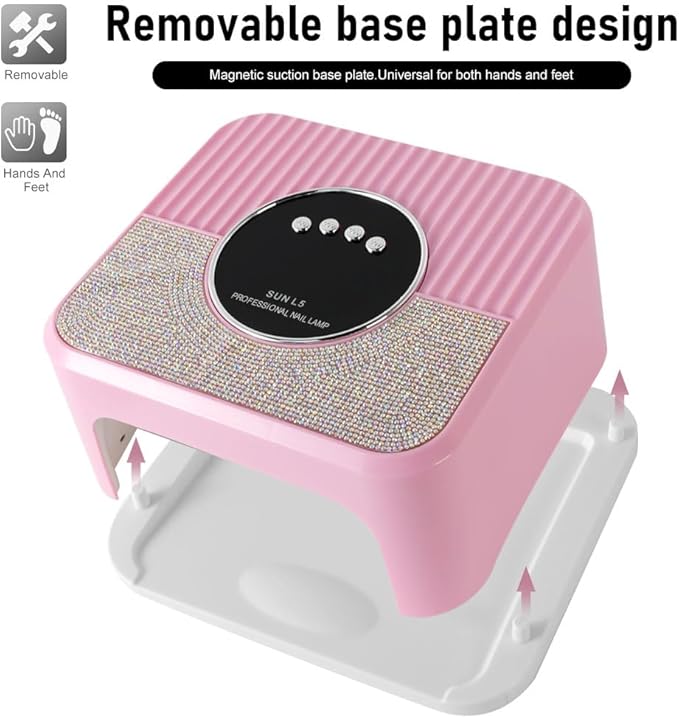 LimeGirl UV LED Nail Lamp Kit for Gel Polish Professional Fast Curing Pink Dryer Light Set with UV Protection Gloves Cordless Rechargeable Nail Art Cure Machine for Manicure Pedicure at Home and Salon