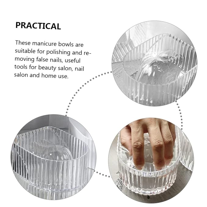 2pcs Clear Nail Soaking Bowl Manicure Soak off Bowl for Gel Polish Removal Nail Removal Tool for Salon Home Use for Cuticle Softening