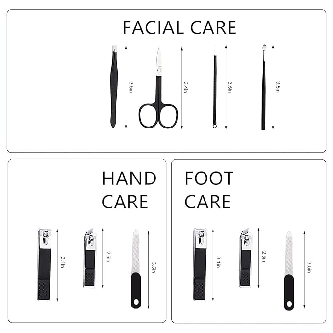 Nail Clipper Set Manicure Set Men Manicure Kit with Portable Travel Case Toe Finger Nail Clippers Personal Care Tools Men Grooming Kit Present for Husband Boyfriend Family(Black White)