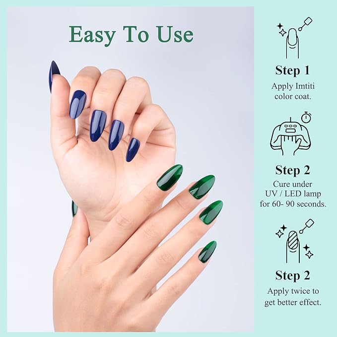 Imtiti Carnival Evergreen Gel Nail Polish, Dark Green 3 in 1 One Step Gel Polish Color Soak Off UV LED Fall Winter Nail Gel Polish Nail Art Starter Manicure Salon DIY at Home Christmas, 0.5 Fl Oz