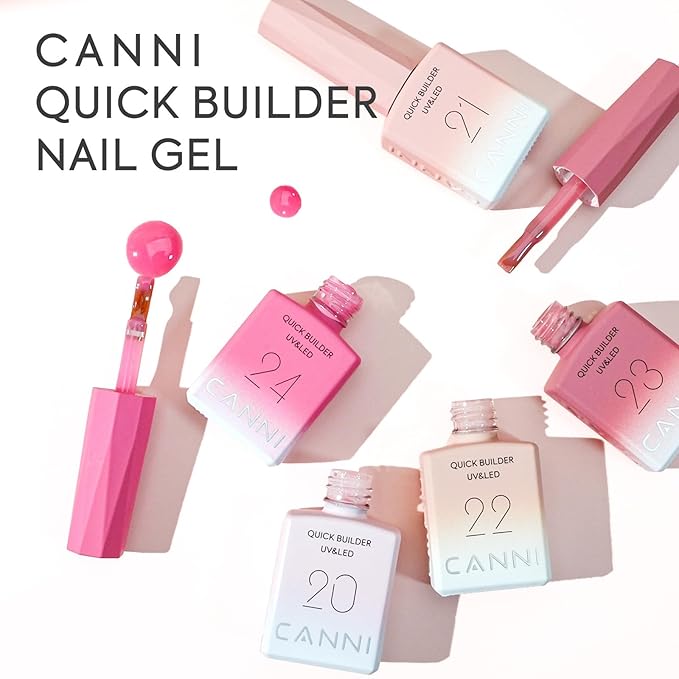 CANNI 6 Pcs 9 Ml Nude Pink Builder Nail Gel Polish Set- Jelly Pink Builder for Nails Strengthener Gel Thickening Extension for Beginners DIY Home Salon Manicure