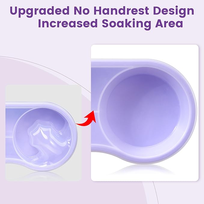 Quaferen Dual Nail Soaking Bowl: 3nd Generation 2-in-1 Manicure Bowl Acetone Proof for Women, Time-Saving Soak Off Gel Nail Polish Dip Powder Acrylic Removal Kit for Salon Home (Normal Size,Purple)