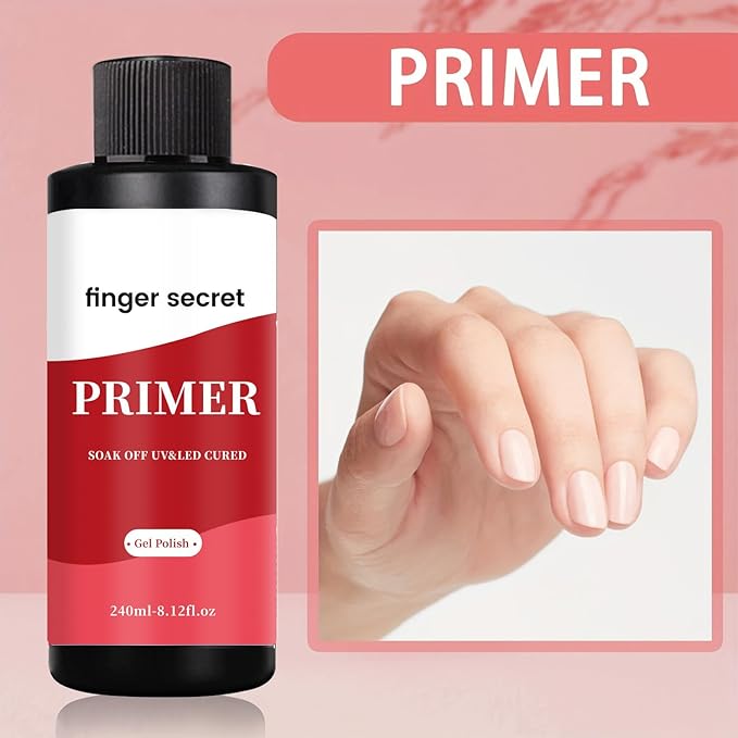 240ml/8floz Nail Primer for Gel Polish,Primer Nail Prep, Nail Primer for Nail Art Design in Salon or Home Use