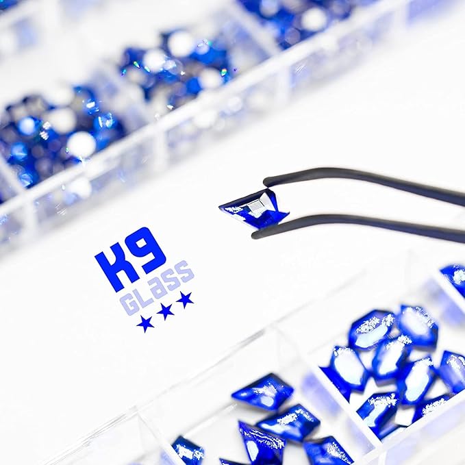 3 Boxes Royal Blue Nail Rhinestones 240 Multi-Shapes Sapphire Big Gems K9 Glass Flatback Round Beads Crystals Stones Diamonds Nail Art Charms for Nails Face Eyes Makeup Crafts Tumblers Clothes