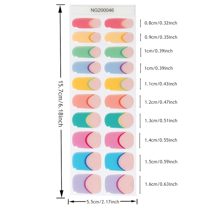 MOMSON Semi Cured Gel Nail Strips - 20 Real Gel Nail Polish Stickers/Full Nail Wraps - Art Manicure Kits for DIY at Home, Salon-Quality, Easy to Apply & Remove (Cute Macaron)