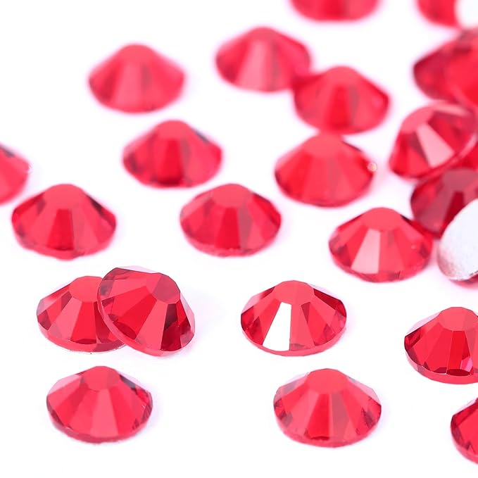 Novani Red Rhinestones, Flatback Crystal Loose Gemstones 1440pcs Glass Rhinestones for Clothes Shoes Crafts Makeup Nail Art and DIY Decorations(SS6, Light Siam)