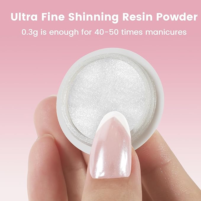 6 Jars Pearl Chrome Nail Powder Set, Mermaid Chrome Nail Powder Pearlescent Iridescent Glitter Dust Kit Nail Art Decoration Gift for Home & Salon
