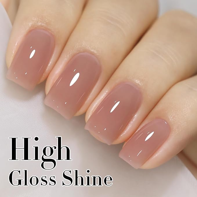 Double Rhythm Gel Polish 15ML Jelly Sheer Pastel Light Milky Color Pearl White Bottle 1 PC 0.5 OZ Full Size Nail Art Salon at Home (Dark Nude-D1493)