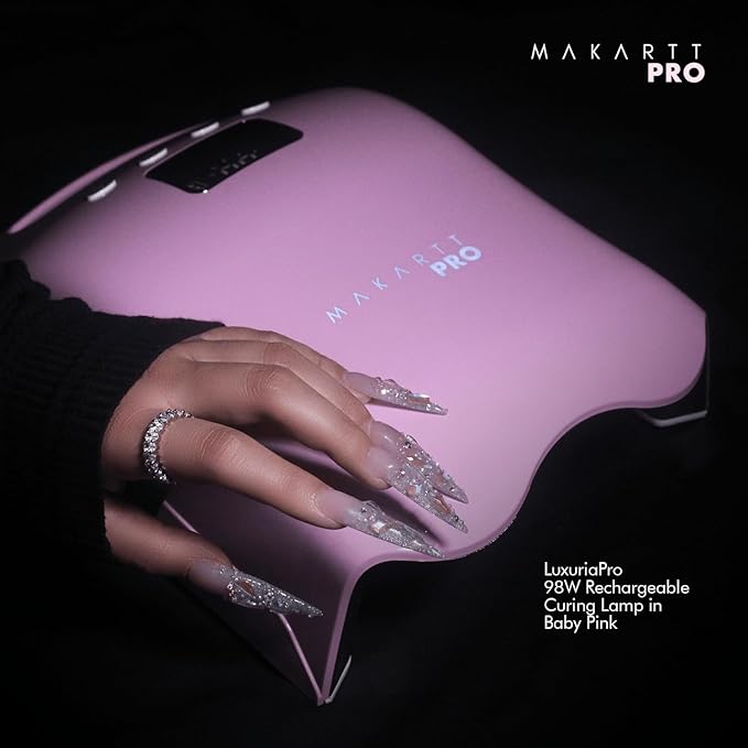 MakarttPro LuxuriaPro 98W Professional UV LED Nail Lamp | 42 Powerful LEDs for Fast and Efficient Curing Gel Nails | Rechargeable 5200mA Lithium Battery | Cordless Nail Dryer (Luxe Black)