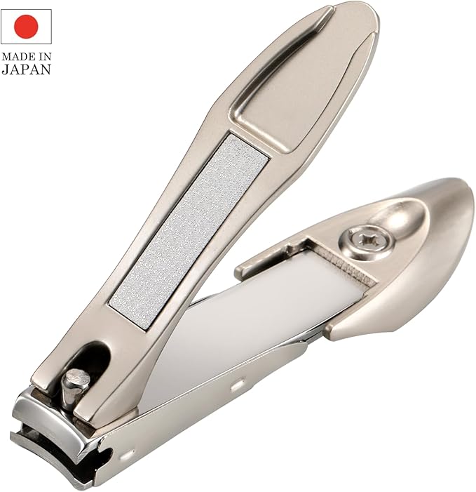 Beautyten Japanese Nail Clippers Stainless Steel Sharp Blades with Catcher and Nail File Compact Non-Slip Handle Precise-Cut Durable for Men Women Fingernails Toenails Made in Japan