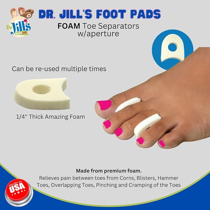 Dr. Jill's Foot Pads, YJ26-3052, Toe Separator Pad 1/4" Foam (50 Pack)