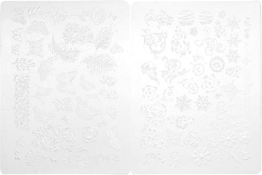 2pcs Nail Art Nail Stamping Plate, Manicure Silicone Template, Butterfly and Flower Series Art Stencils DIY Stamp Plates 3D Printing Mold