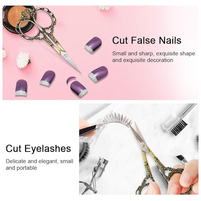 Professional Manicure Scissors, EBANKU Vintage Stainless Steel Cuticle Precision Beauty Grooming for Nail, Facial Hair, Eyebrow, Eyelash, Nose Hair (Red Bronze)
