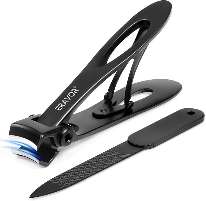 2025 Upgrade Nail Clippers Set – Ultra Wide Jaw (15mm) Toenail Clippers for Thick Nails, Premium 420 Stainless Steel, Long Handle, Anti-Splash Catcher, Safety Lock, Ideal for Seniors/Men/Women (Black)