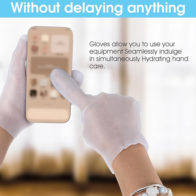 Silicone Gloves for Dry Hands Moisturizing Hand Gloves Overnight Touchscreen Compatible Soft Gel Spa Hydrating Gloves Reusable Hand Masks for Men and Women Repairing Dry Cracked Aging Hands