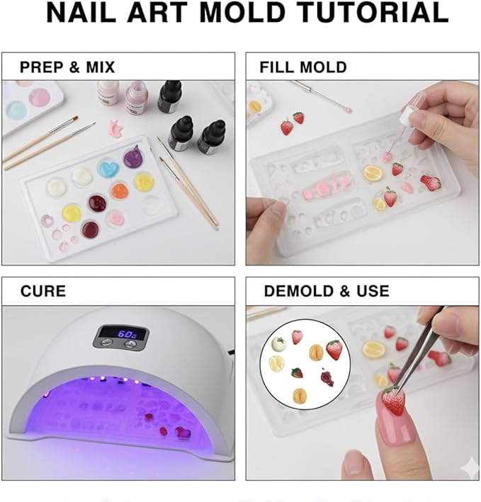 1 Pcs Strawberry Fruit Silicone Nail Art Molds for Women Resin Nail Design