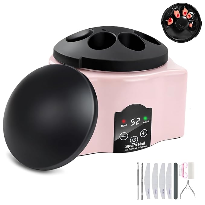 Nail Soaking Bowl with Nail Care Kit, Abnaok Gel Nail Polish Remover Machine Nail Steamer Remover Gel Polish Removal Electric Acrylic Nail Remover Soak off Bowl for Salon Home