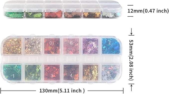Maple Leaf Glitter Nail Sequins Fall Maple Leaves Glitter for Nails Holographic Laser Fall Nail Art Design Supplies 3D Autumn Glitters Flakes Decor