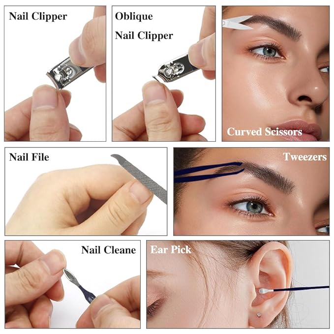 Men Stocking Stuffers for Christmas, Nail Care Kit for Men, 7 PCS Manicure and Pedicure Kit, Manicure Set Women Travel Nail Kit Nail Clipper Set Kit Tool Christmas Gift Mens Nail Grooming Kit(Blue)