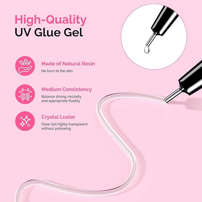 MelodySusie 15g Pinpoint Nail Rhinestone Glue for Nails Super Strong Gel for Nail Charms Gems 3D Nail Gel UV Nail Glue for Nail Art Design Nail Chrome