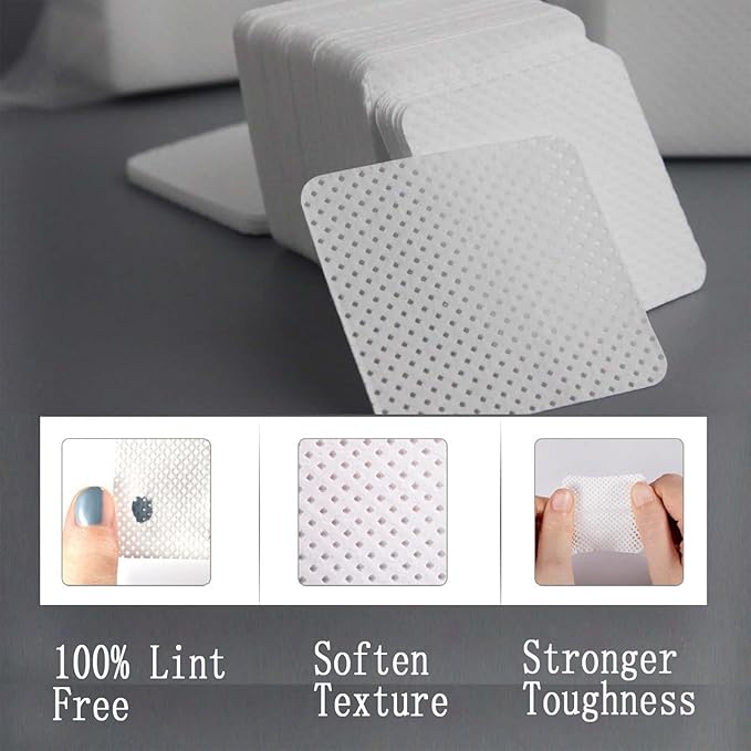 Absorbable Soft Gel Nail Polish Remover Cotton Pads - 1200 Pcs Lint-Free Non-Woven Fabric Wipes for Nails & Lash Extension Glue Cleaning