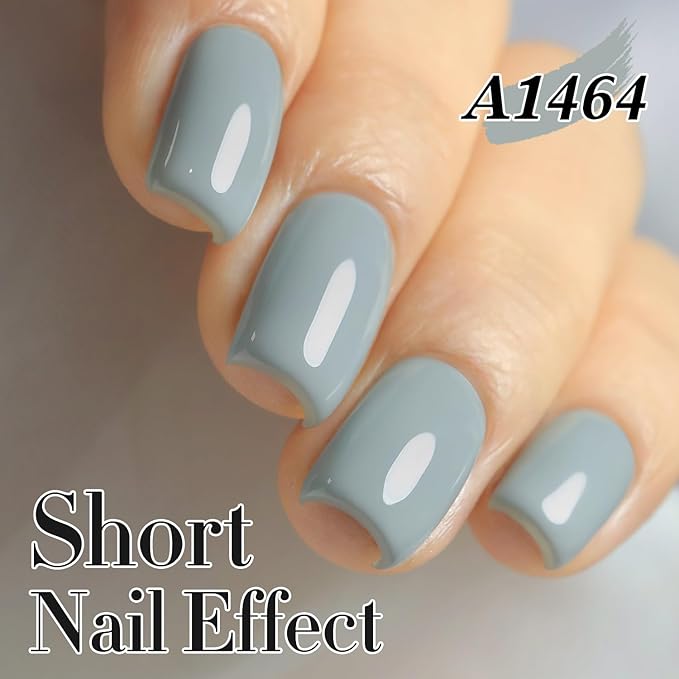 Double Rhythm Gel Polish 15ML Jelly Sheer Pastel Light Milky Color Pearl White Bottle 1 PC 0.5 OZ Full Size Nail Art Salon at Home (Milky Gray-D1464)