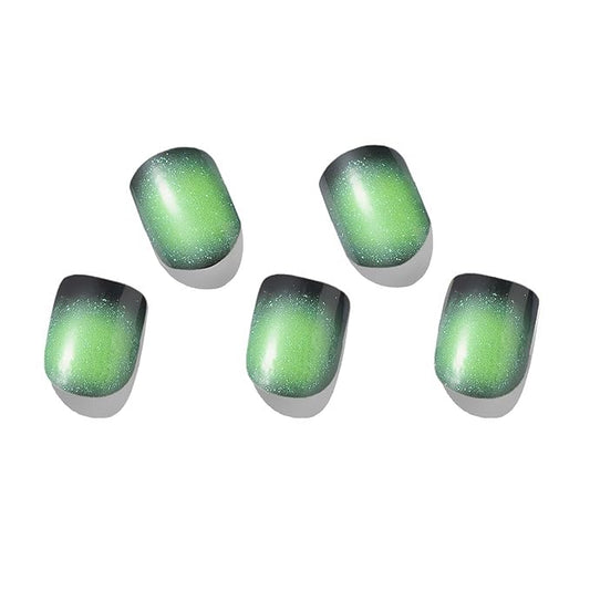 MOMSON Semi Cured Gel Nail Strips - 20 Real Gel Nail Polish Stickers/Full Nail Wraps - Art Manicure Kits for DIY at Home, Salon-Quality, Easy to Apply & Remove (Firefly Green)