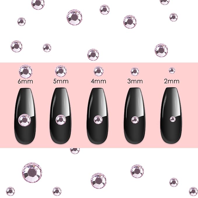 Canvalite 2784Pcs Pink Rhinestones Nail Art Gems with Tools, Flat Back Matte, Plastic, Nail Art, Rhinestones, Tweezer, Double Point Dotting Pen, 5Pcs Jewelry Glues
