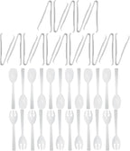 Party Essentials Plastic Party Buffet Serving Utensils Kit, Spoons/Forks/Tongs by PartyEssentials