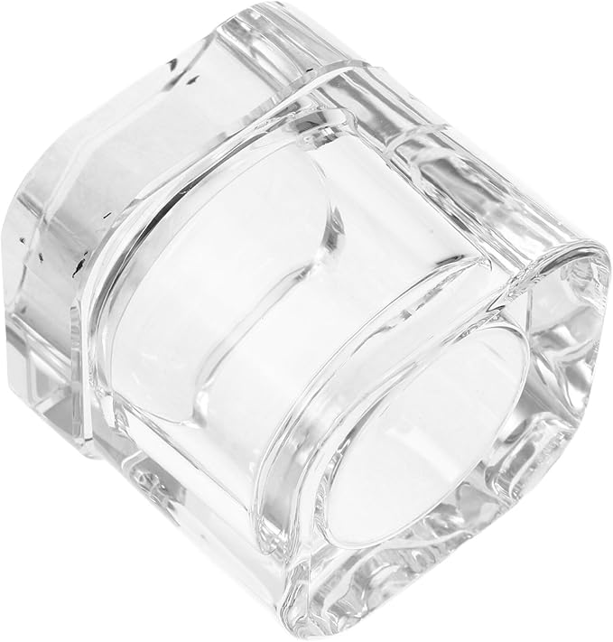 Crystal Dappen Dish with Lid 2.16In Square Anti-Collision Nail Art Soaking Bowl for Acrylic Nails and Gel Polish Remover Manicure Tool